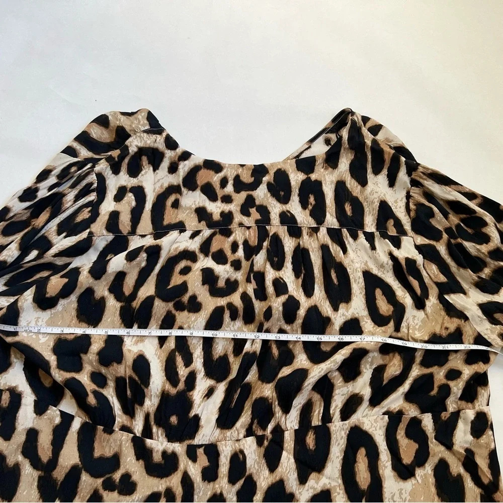 H&M Womens Blouse Size XXL Leopard Print Long Sleeve V-neck NWT - Picture 7 of 10